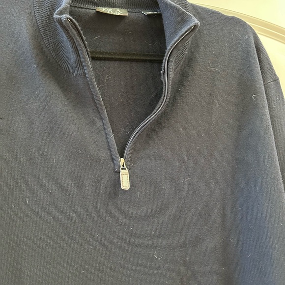 Jos A. Bank 100% merino Wool 1/4 zip mock neck pullover in black. Like new. XL - Picture 2 of 11